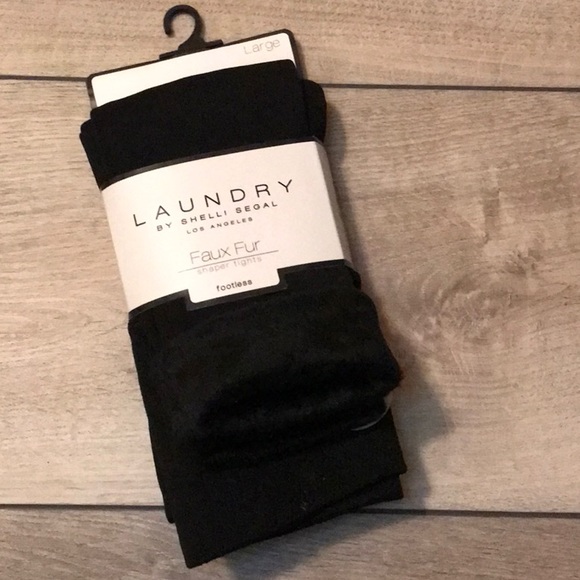 LAUNDRY BY SHELLI SEGAL FAUX FUR SHAPER TIGHTS SZ - LARGE NWT - Picture 3 of 6